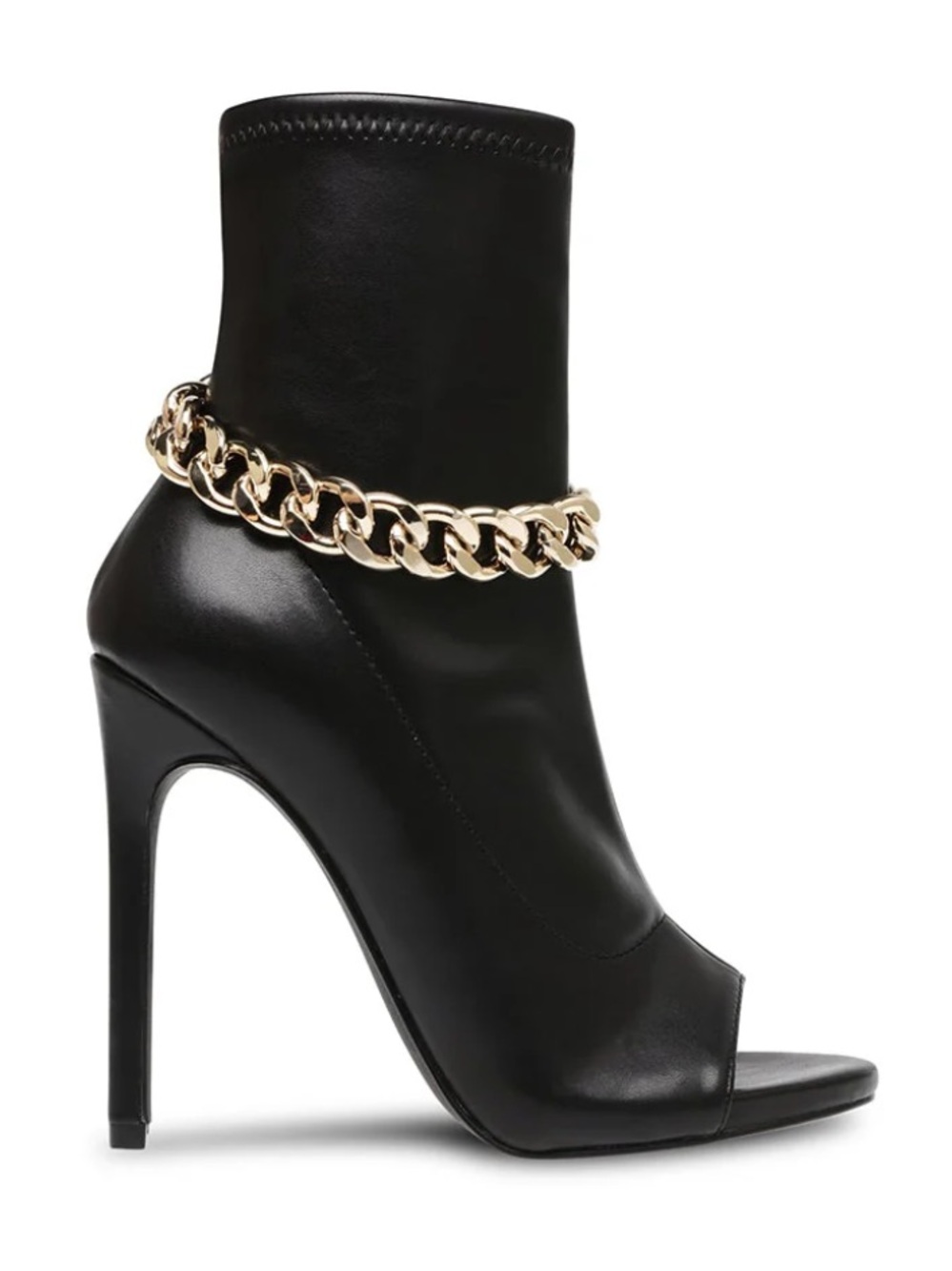 Steve Madden Elettra-C Zipper Closure Round Open Toe Chain Detailed Boots
